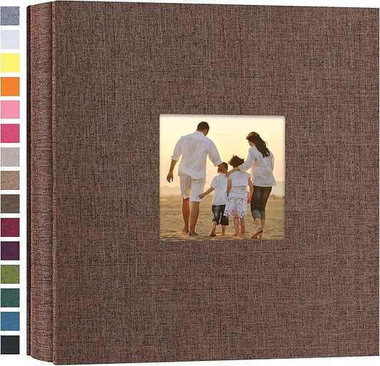 potricher Small Photo Album 4x6 200 Photos Linen Cover Picture Photo Book for Family Wedding Anniversary Baby Vacation (Brown,200 Pockets)