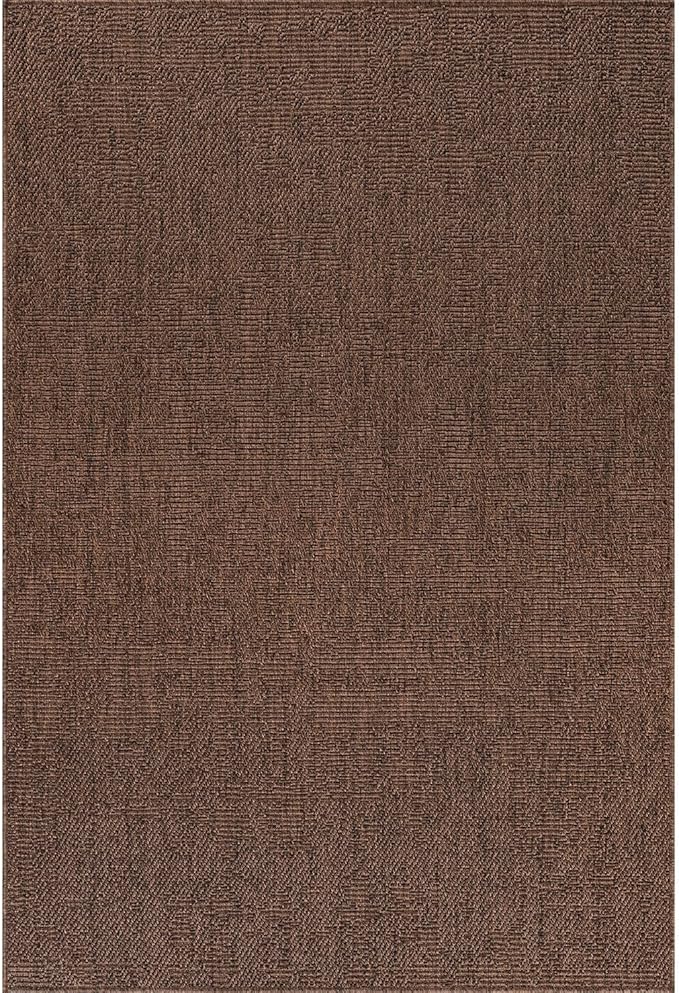 CAMILSON Easy Jute Rug 8x10, Indoor Outdoor Brown Color Fiber Area Rugs for Living Room Patio and Kitchen Rug, Solid Boho Woven Design, Easy-Cleaning, Washable Outside Carpet Alfombras (8 x 10)