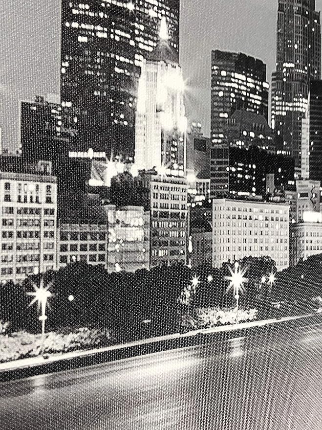 Wieco Art Framed Wall Art Chicago City Center Skyline Black and White Wall Decor Canvas Prints Modern Cityscape Wall Decorations for Living Room Pictures for Bedroom Decorations