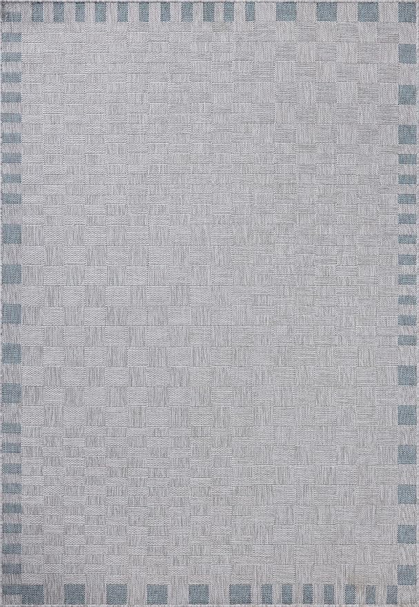 Loloi Amber Lewis Topanga Collection TOP-07 Silver/Blue 7'-10" x 10' Indoor/Outdoor Area Rug