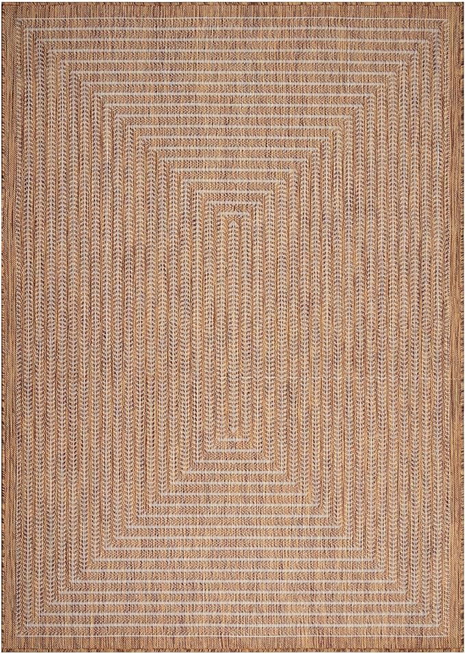 Adiva Rugs Outdoor Indoor Area Rug, Weather Resistant, Easy to Clean, Stain Resistant Floor Mat for Dining Room, Backyard, Deck, Patio (Wooden, 2' x 3')