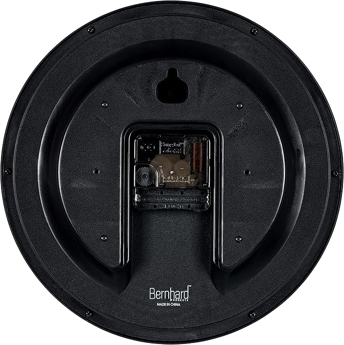 Bernhard Products Black Wall Clock Silent Non Ticking 10 Inch Bold Quality Quartz Battery Operated Round Easy to Read Home/Kitchen/Office/Classroom/School Clocks, Sweep Movement